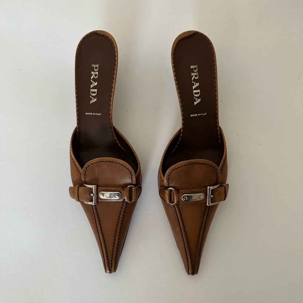 Vintage Prada leather mules